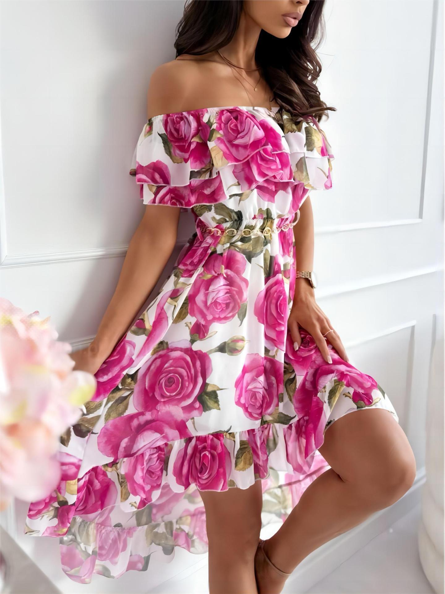 Floral Print Off-Shoulder Summer Dress