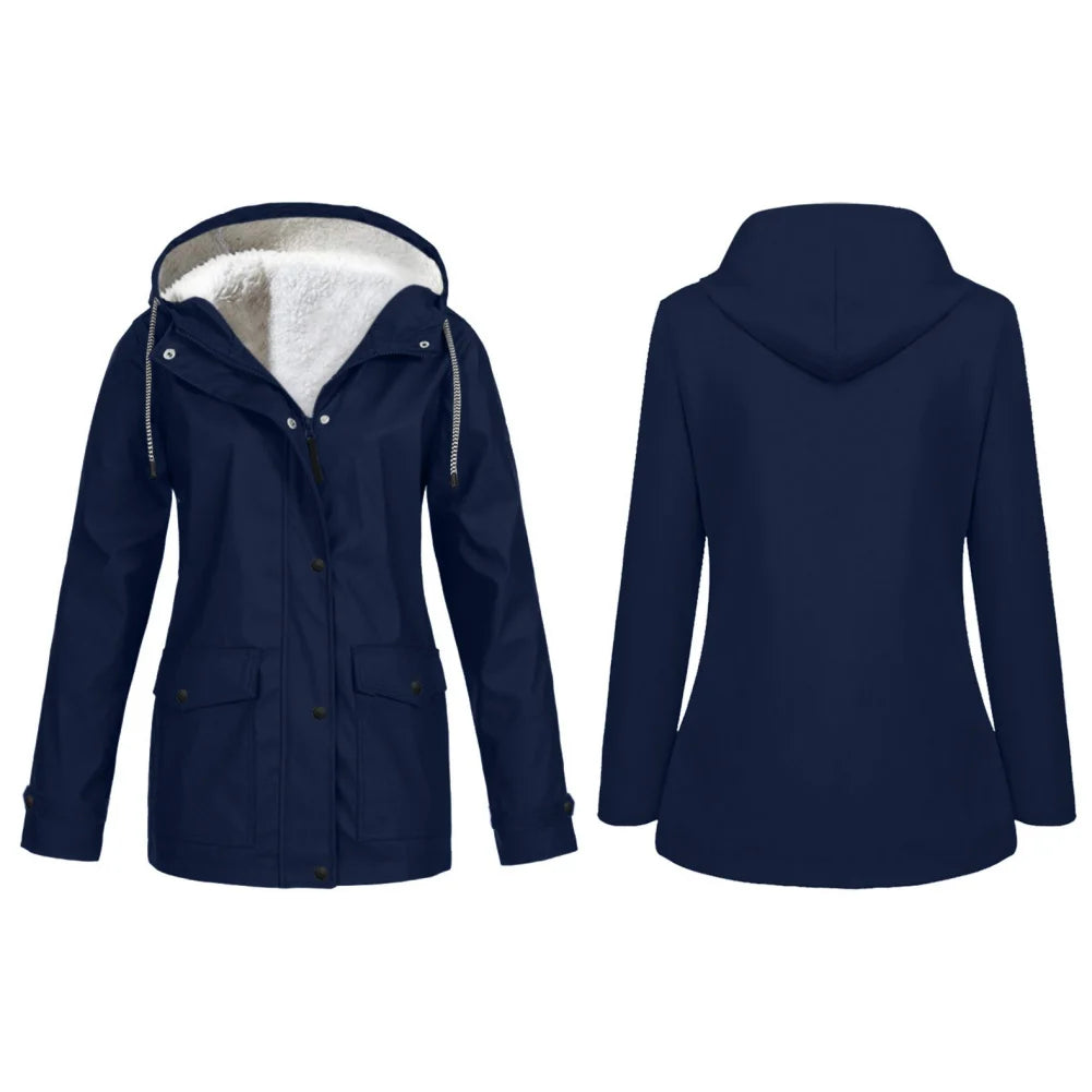 Women's waterproof fleece hooded jacket