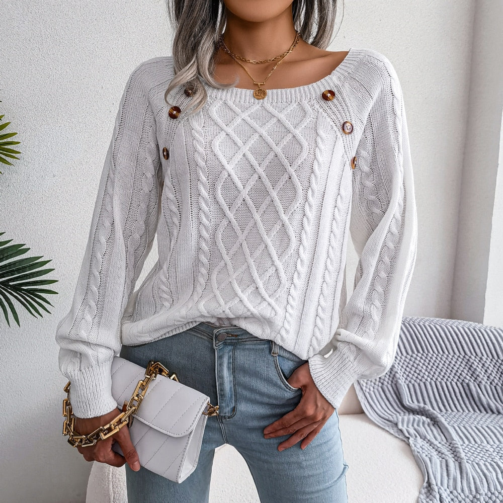 Loose Jacquard Knit Casual Sweater
