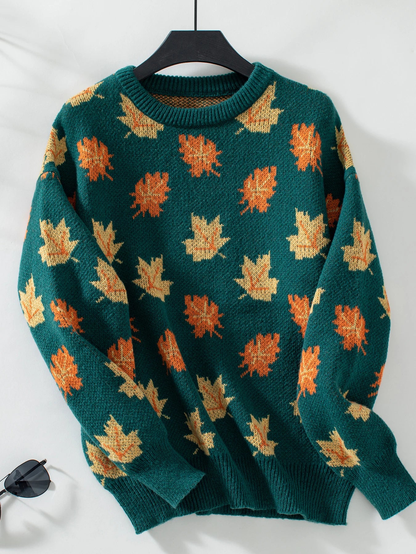 Knitted Maple Leaf Pullover Autumn Winter Sweater