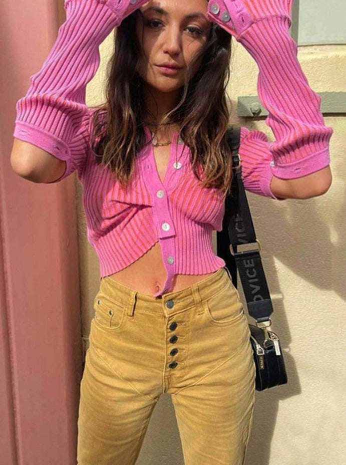 Women's soft ribbed cutout sweater