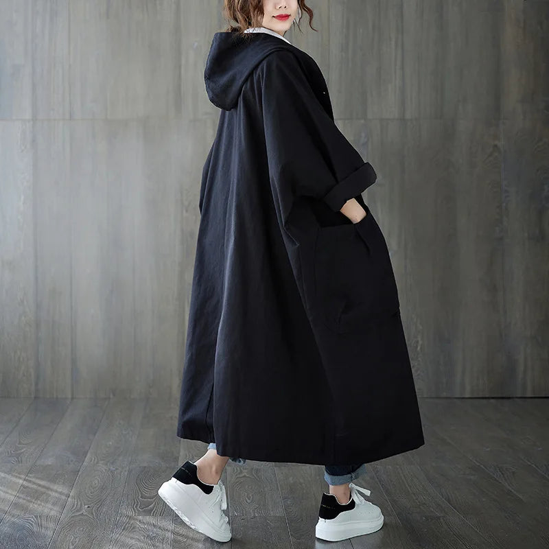 Women's oversized hooded windbreaker spring/autumn coat