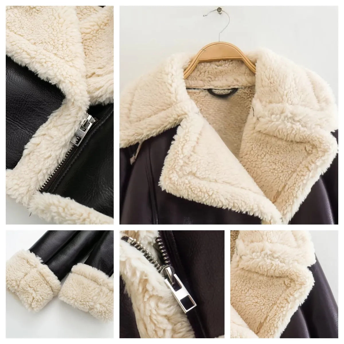 Classic Wide Collar Leather Coat