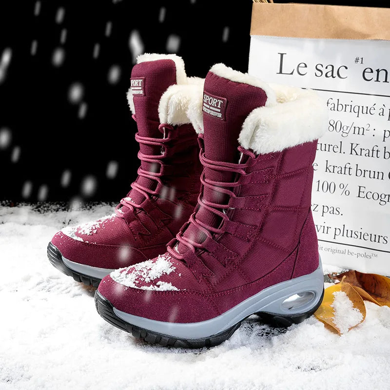 Women's winter mid-calf waterproof snow boots