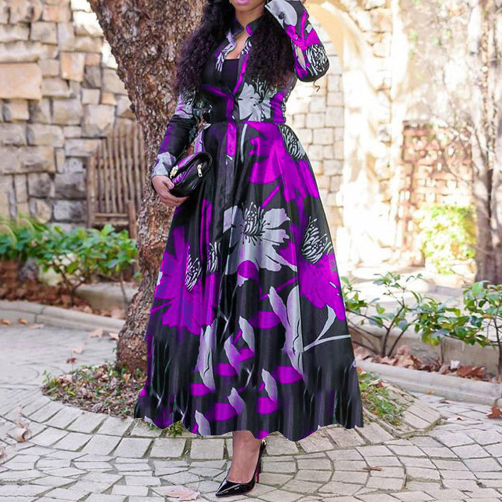 Elegant Floral Dress for Women - Lightweight Polyester Fabric