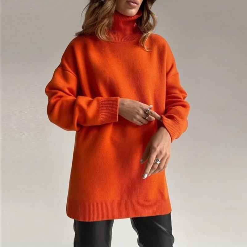 Isla Oversized Turtleneck Sweater | Solid Tunic Length Sweater