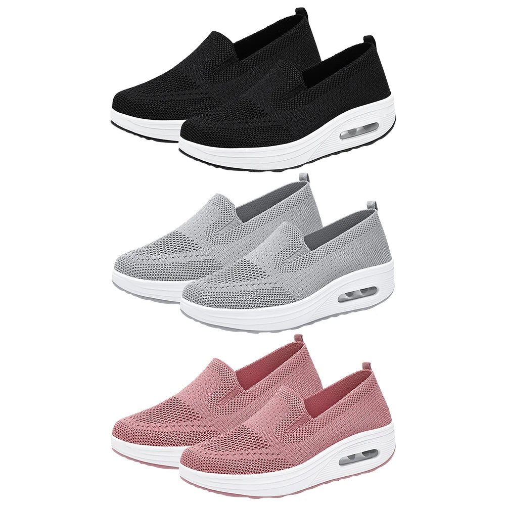 Women's Slip-On Sneakers - Breathable Mesh - Air Cushion Sole - Lightweight Casual Wear