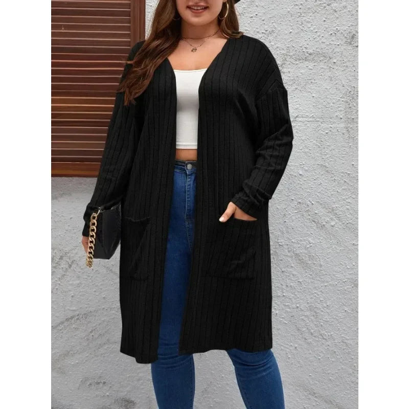 Women's plus size oversized long sleeve cardigan