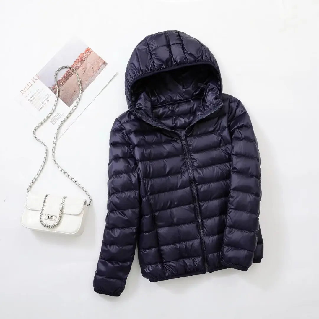 Men’s Puffer Jacket - Quilted Hooded Design - Lightweight Insulated - Zip Closure