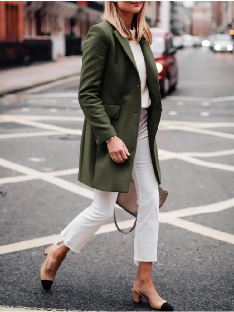 Women's wool blend trench coat with lining