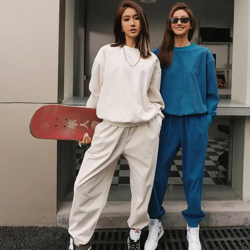 Women's casual athleisure sweater and matching pants set