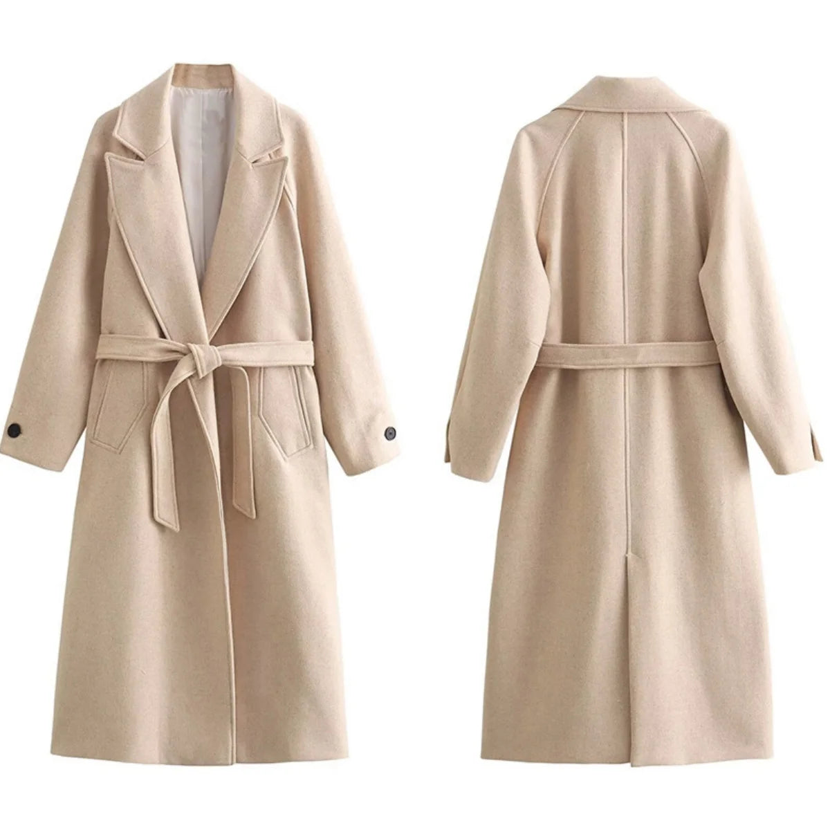 Women's french spring tweed coat with waist belt