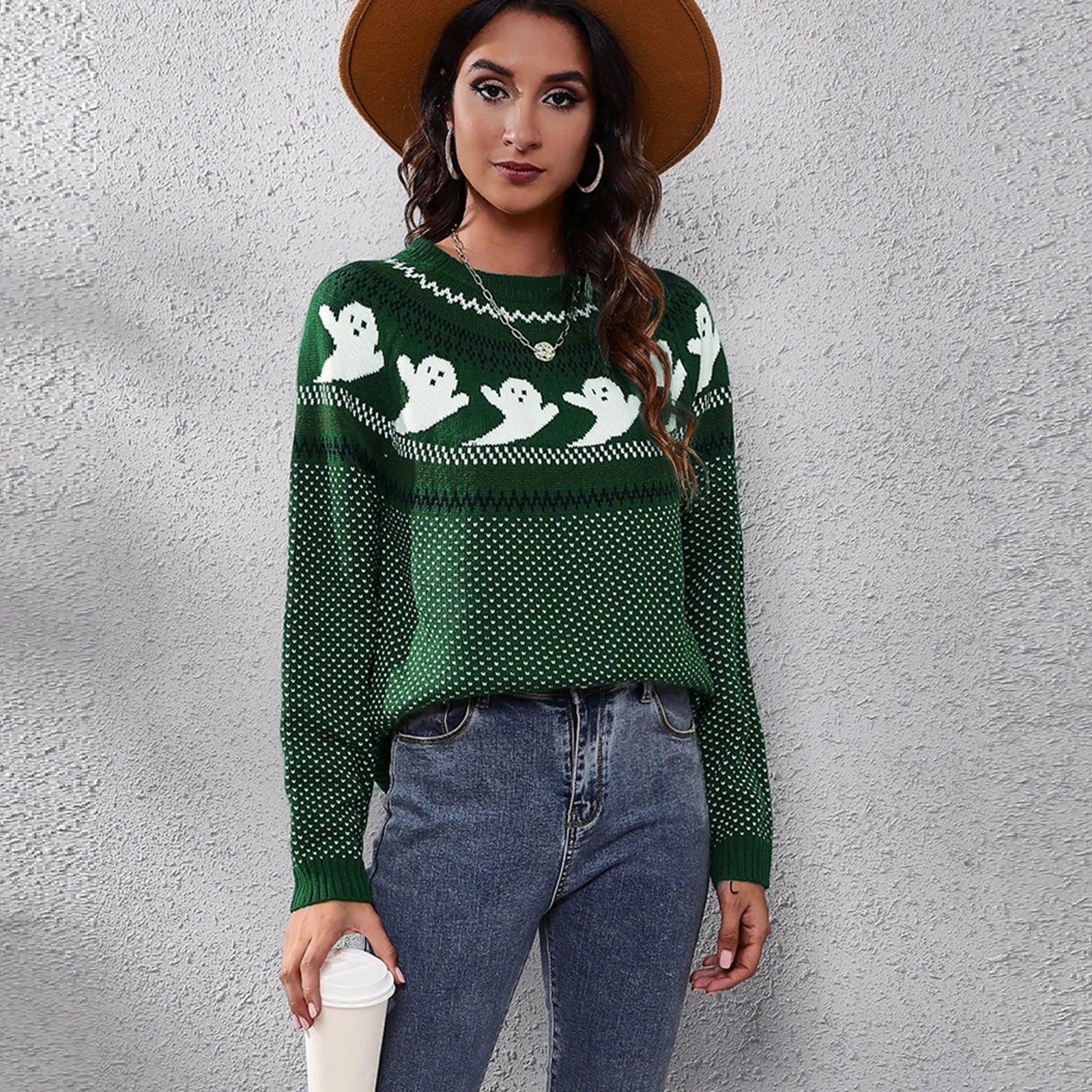 Polka Dot Knitted Retro Pattern Sweater