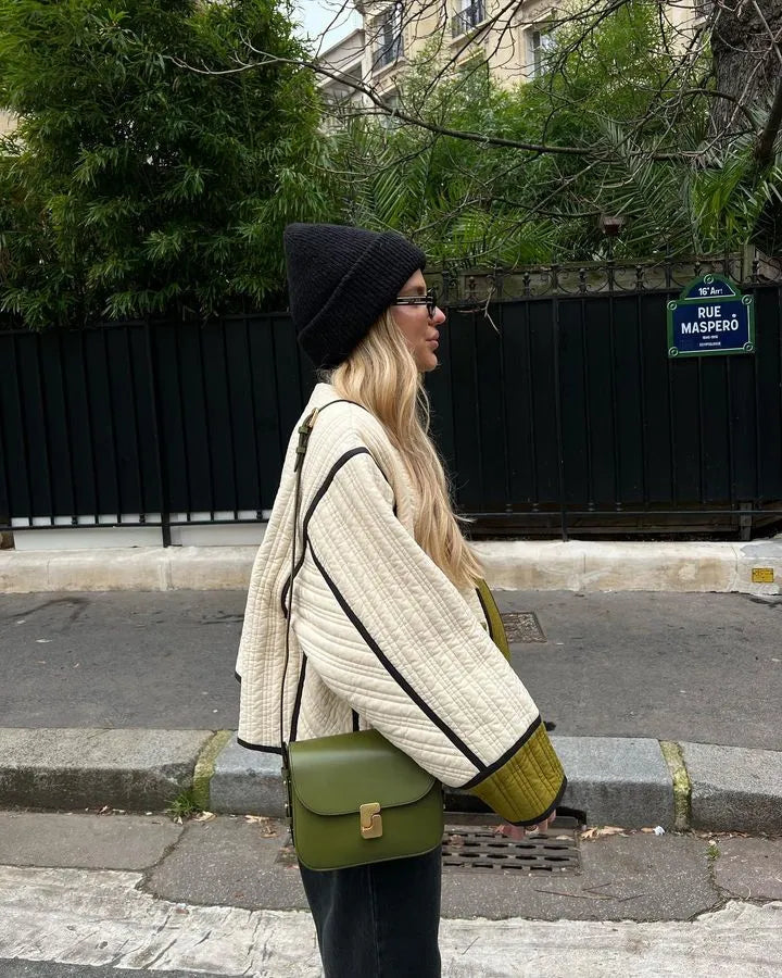 Women's contrast color short jacket