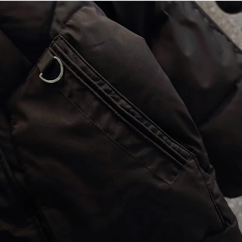 Women's Puffer Jacket - Oversized Quilted Warmth - Hooded High Collar - Zip Closure