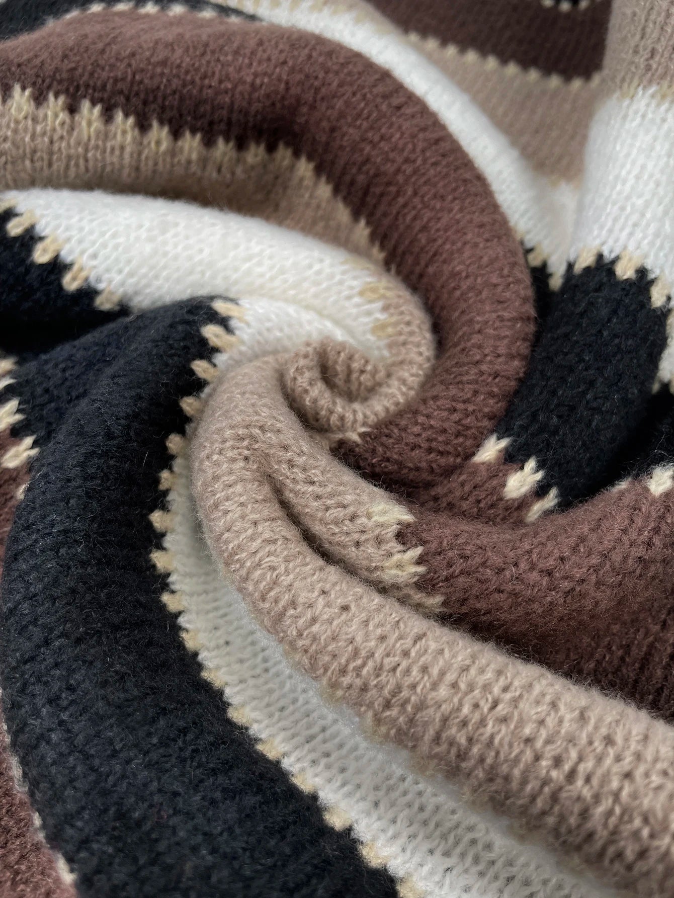 Loose Striped Mohair Knit Pullover Sweater