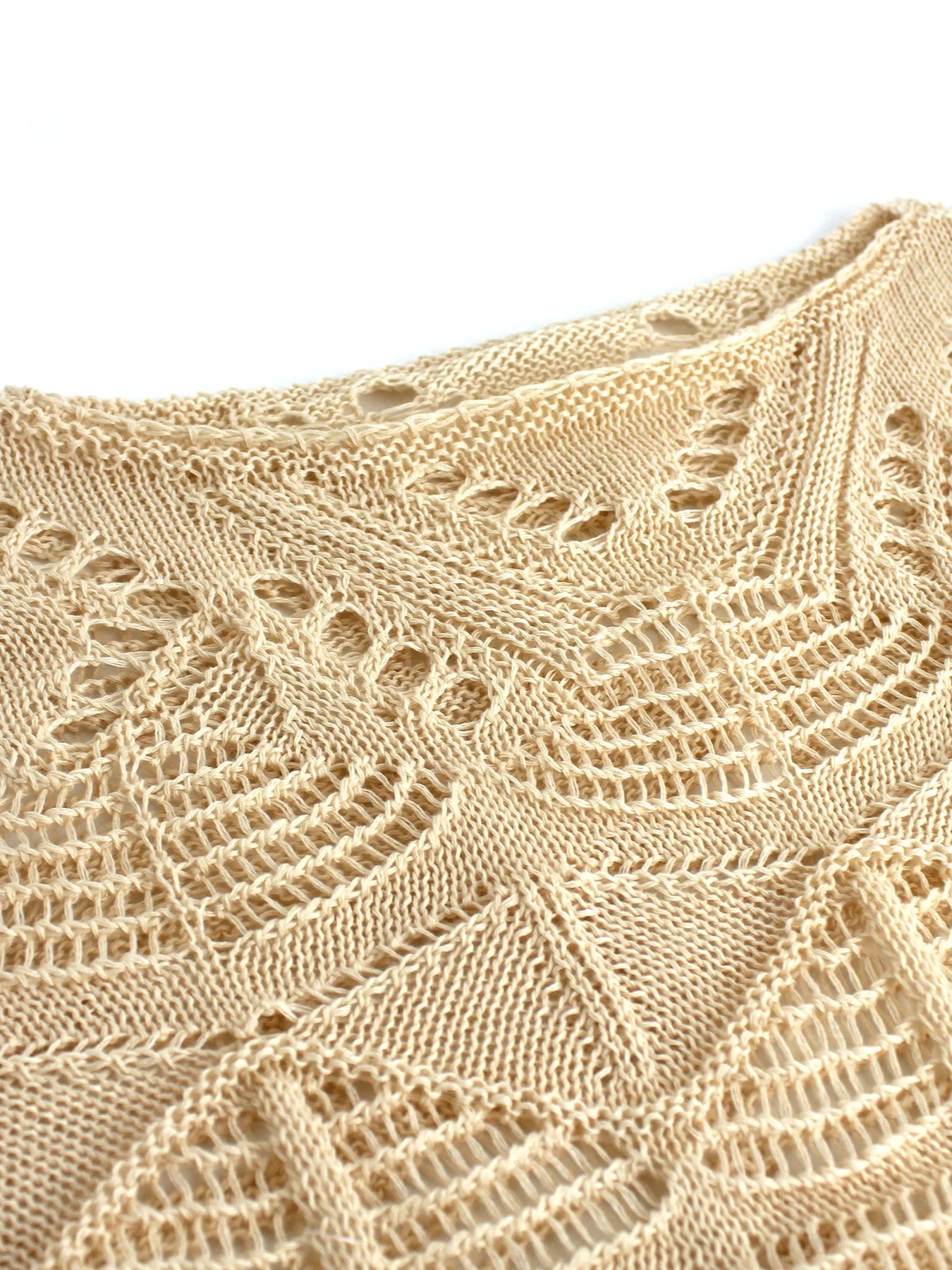 Women's round neck long sleeve hollow knit sweater summer