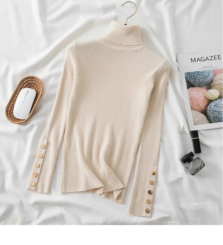 Women's knit turtleneck pullover autumn winter sweater