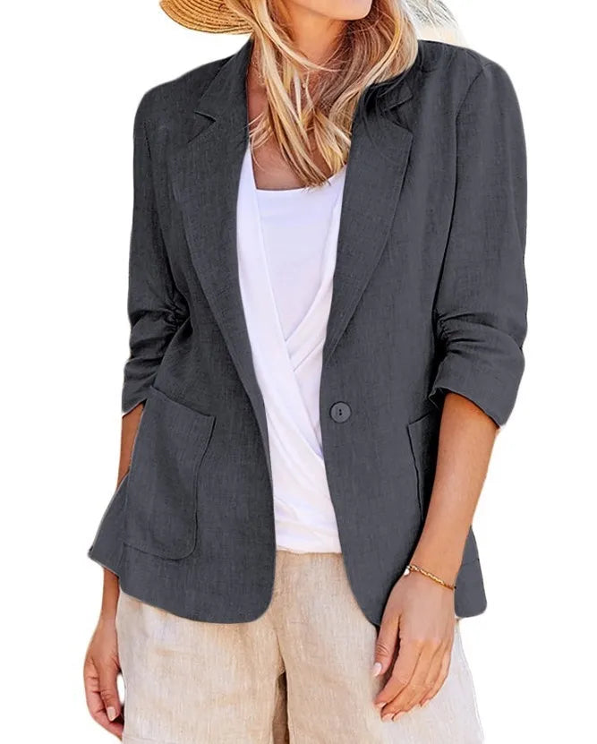 Women's solid color loose fit single-breasted suit