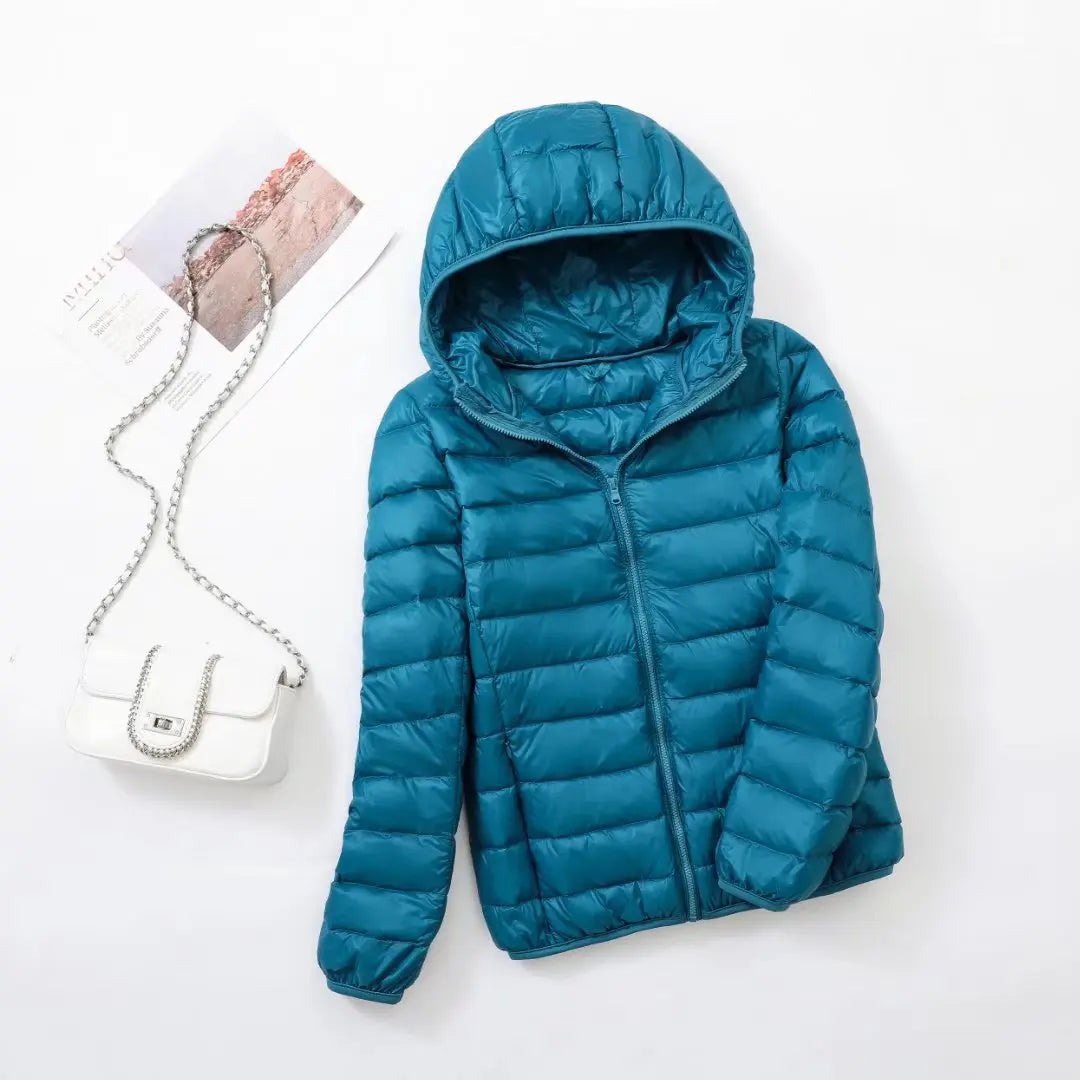 Men’s Puffer Jacket - Quilted Hooded Design - Lightweight Insulated - Zip Closure