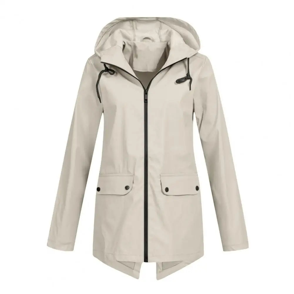 Women's hooded windproof mid-length coat