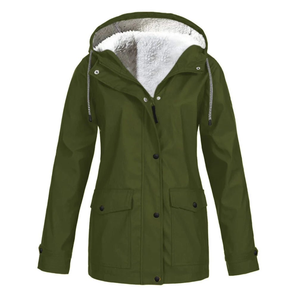 Women's waterproof fleece hooded jacket