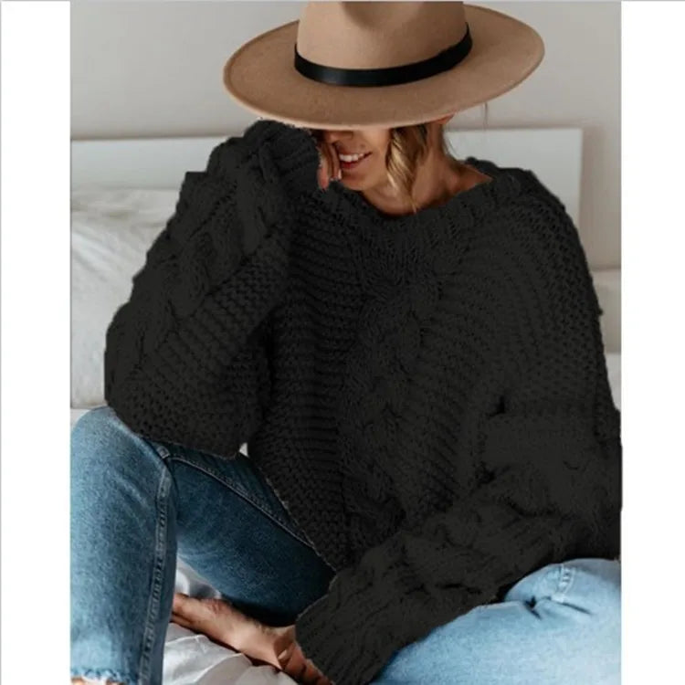 V-neck knitted women's sweater