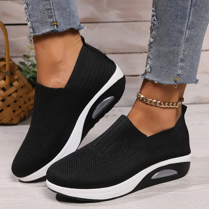 Breathable Knit Cushioned Slip-On Sneakers