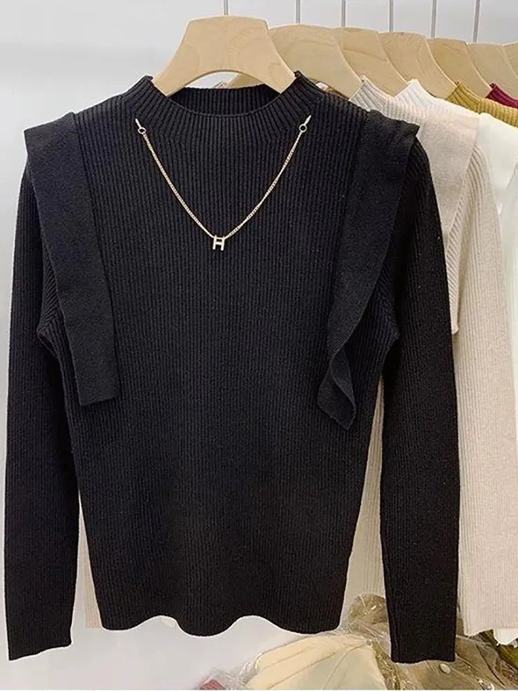 Women's ribbed turtleneck sweater - soft knit autumn winter pullover top