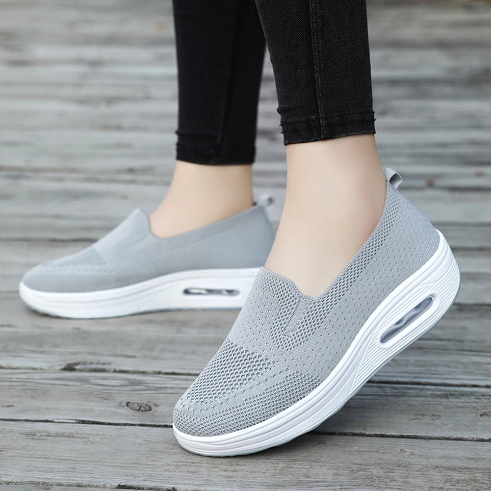Women's Slip-On Sneakers - Breathable Mesh - Air Cushion Sole - Lightweight Casual Wear