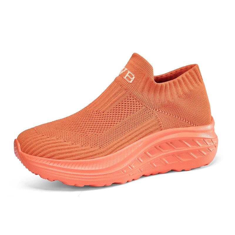 Women’s Slip-On Sneakers - Breathable Knit Upper - Lightweight Casual Shoes