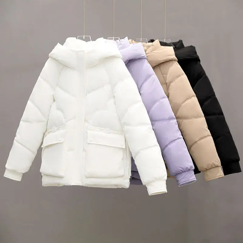 Women's winter long sleeve padded jacket with hood