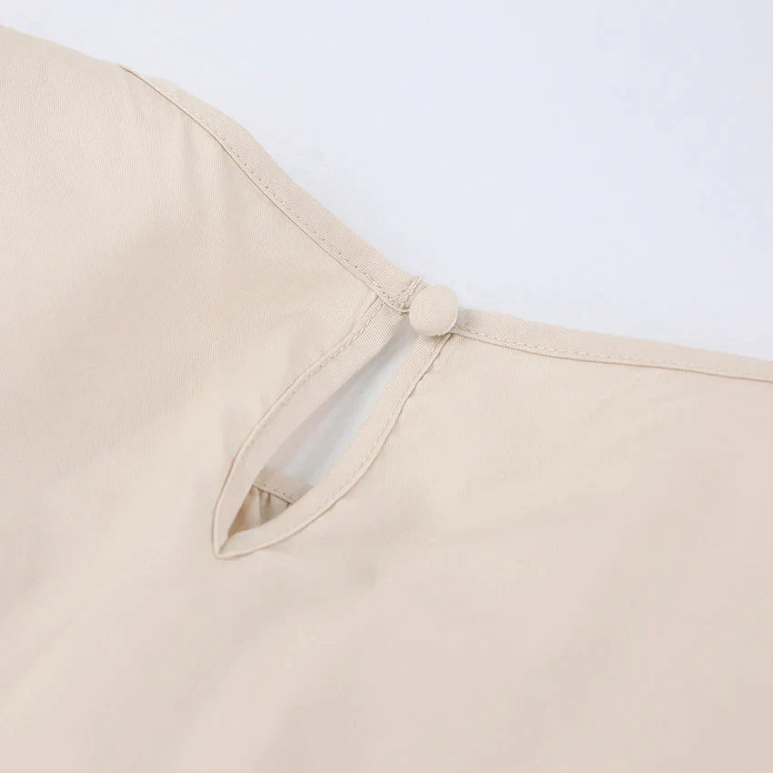 Puff Sleeve Cut-Out A-Line Midi Dress