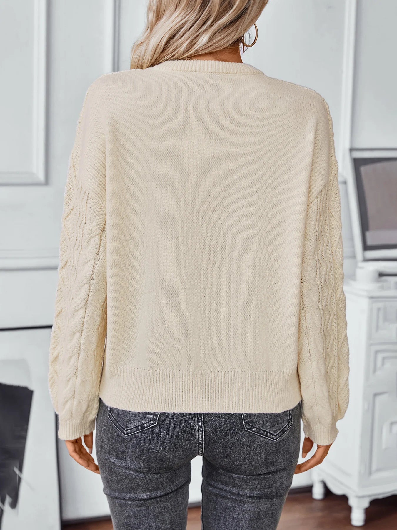 Women's retro chunky knit pullover sweater autumn winter