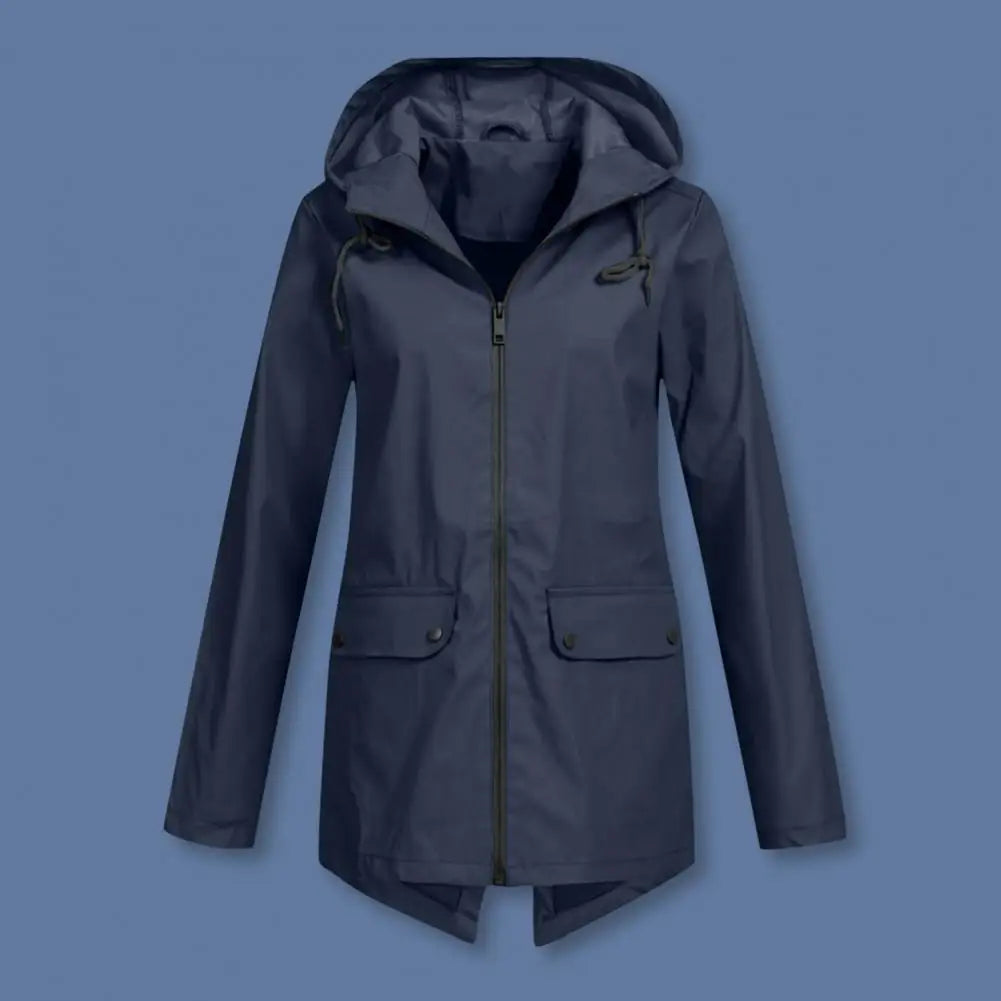 Women's hooded windproof mid-length coat