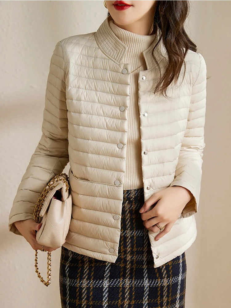 Women's lightweight autumn down puffer jacket short coat