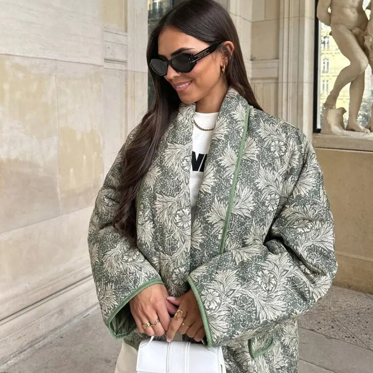 Women's porcelain pattern loose coat