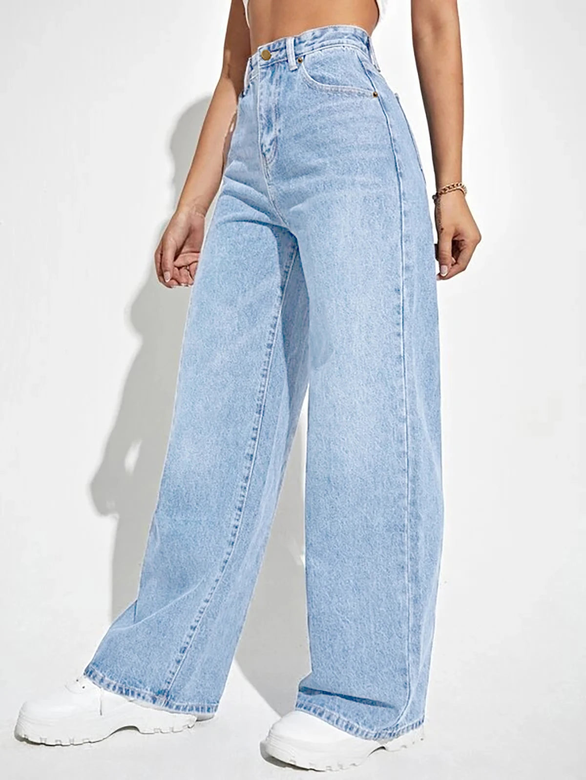 High waist slim straight loose trousers for women