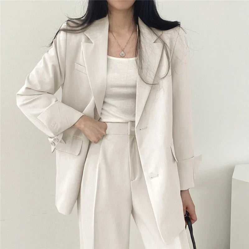 Casual Lapel Blazer and Trouser Two-Piece Set
