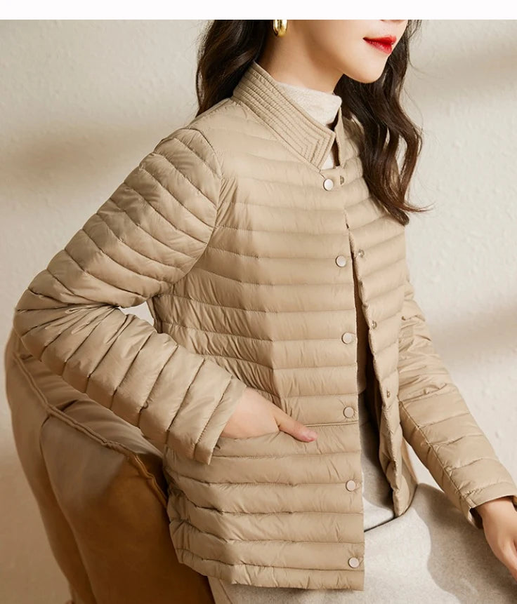 Women's lightweight autumn down puffer jacket short coat