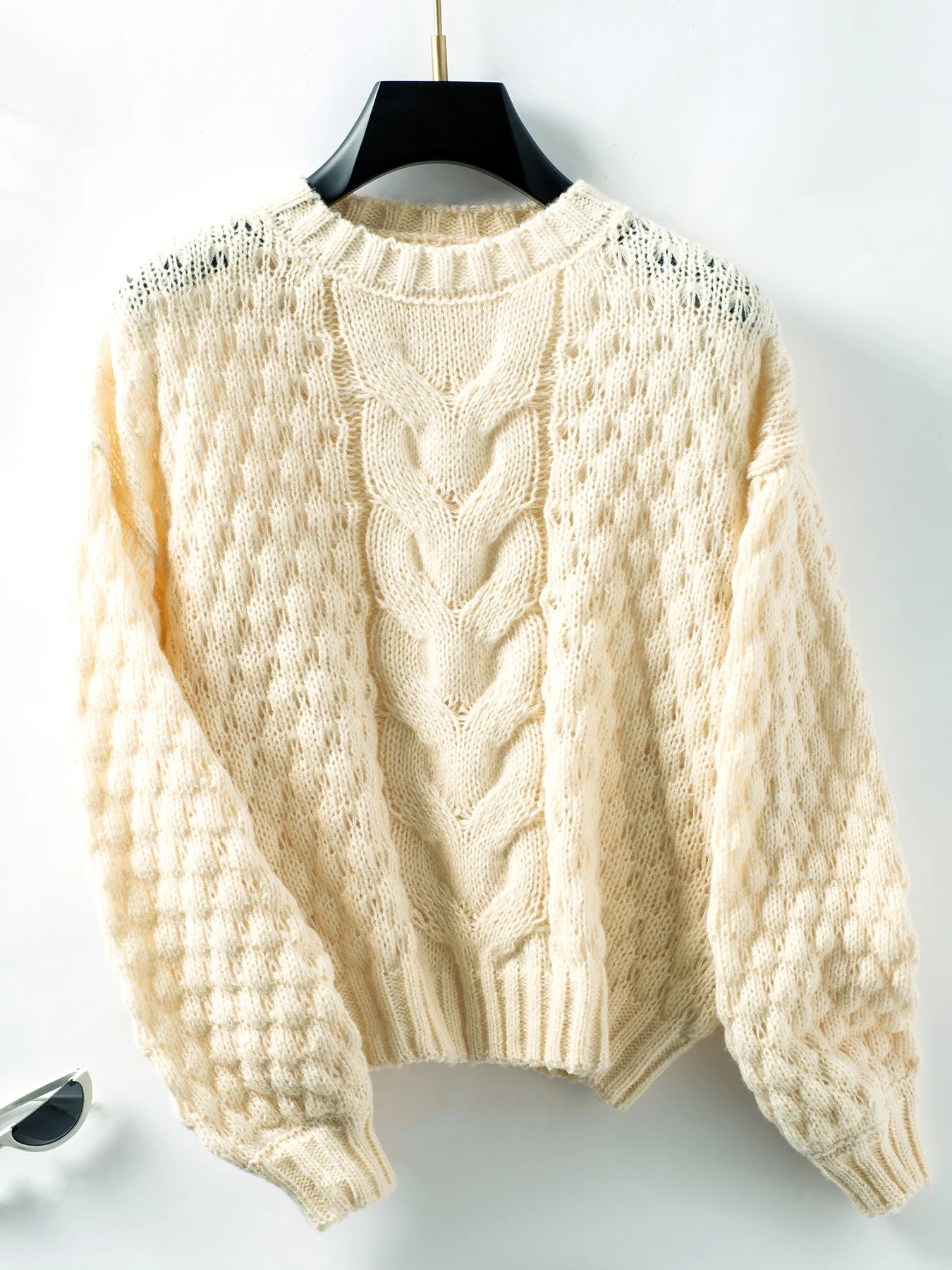 Women's hollow out loose knit pullover sweater