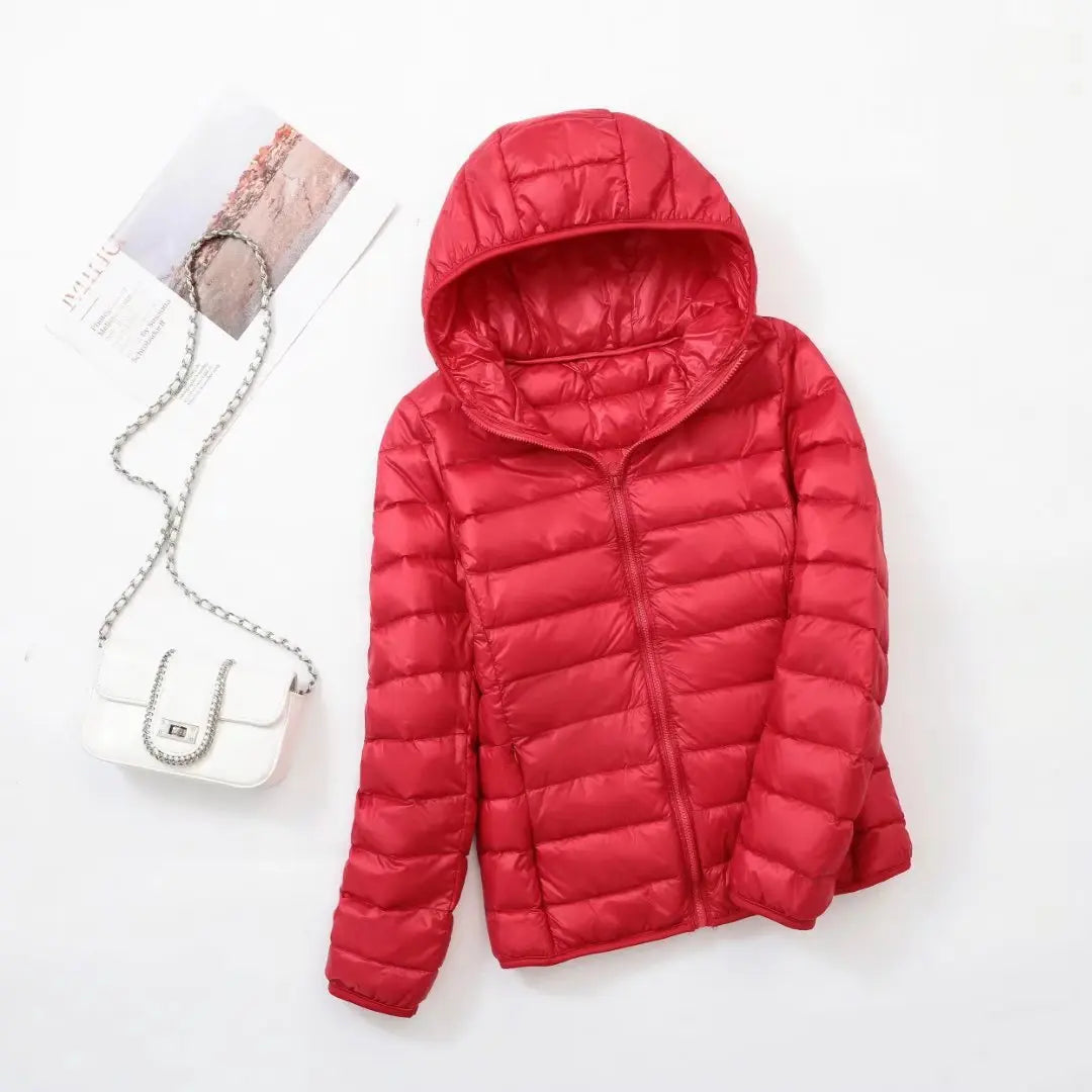 Men’s Puffer Jacket - Quilted Hooded Design - Lightweight Insulated - Zip Closure