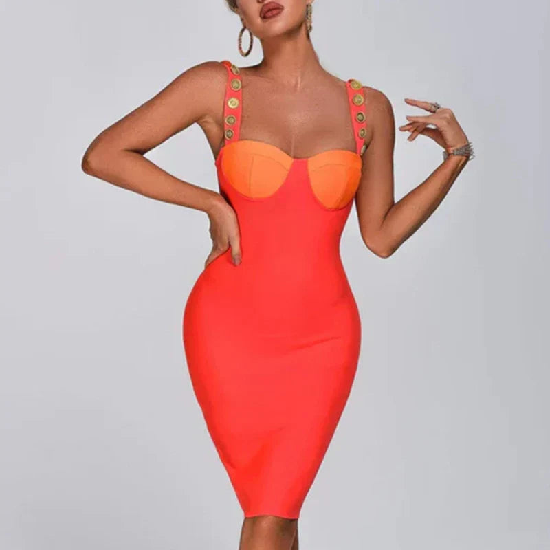 Women's Midi Dress with Button Detail and Flowy Design