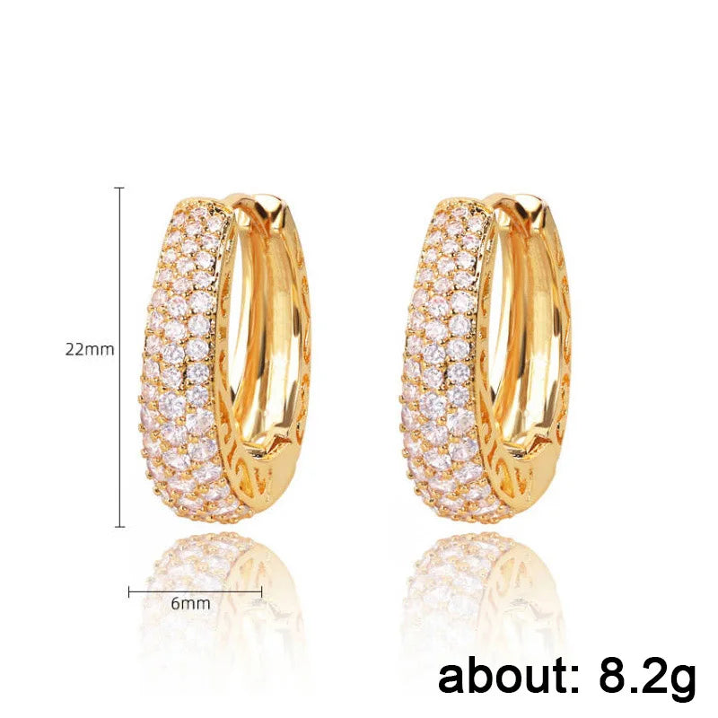 Moana - hollow out paved cz hoop gold earrings