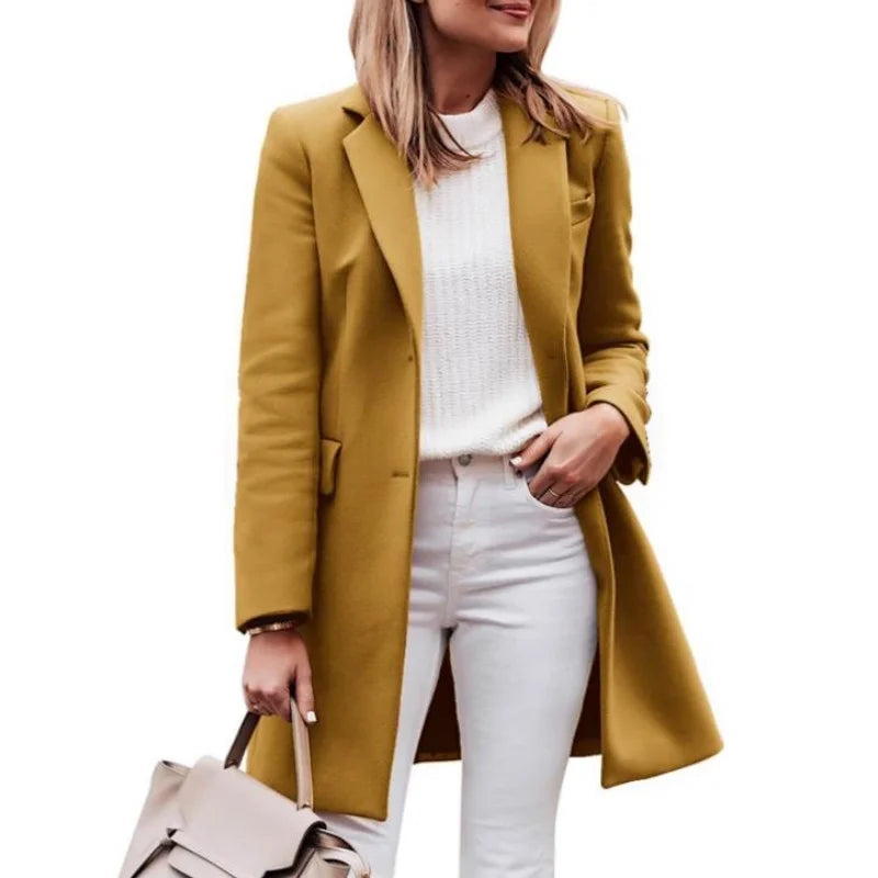 Women's wool blend trench coat with lining