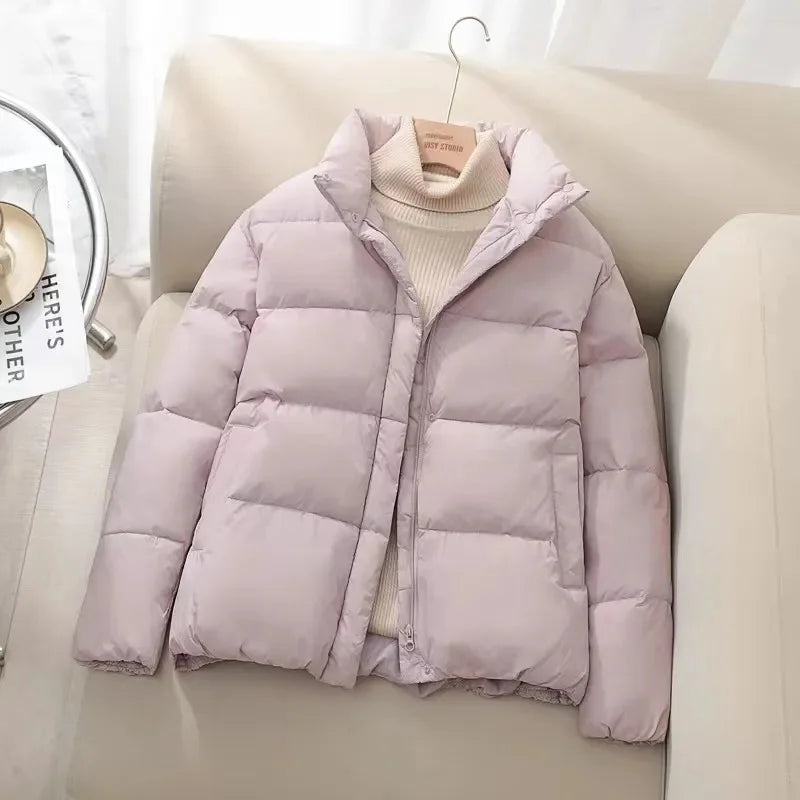 Women's Puffer Jacket – Quilted Insulated – High Neck – Zipper Closure – Warm Thick