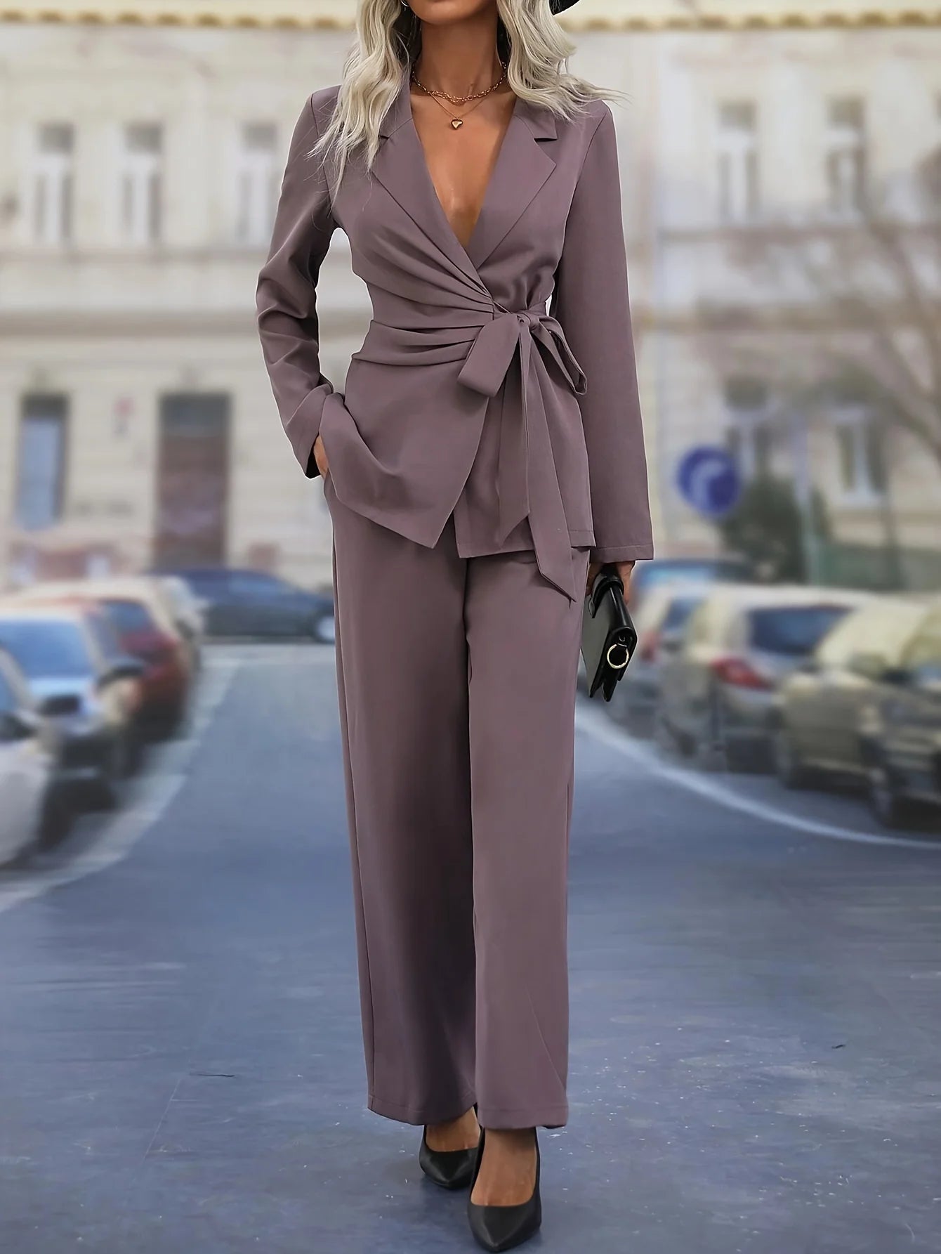 Women's blazer pants suit set office wear