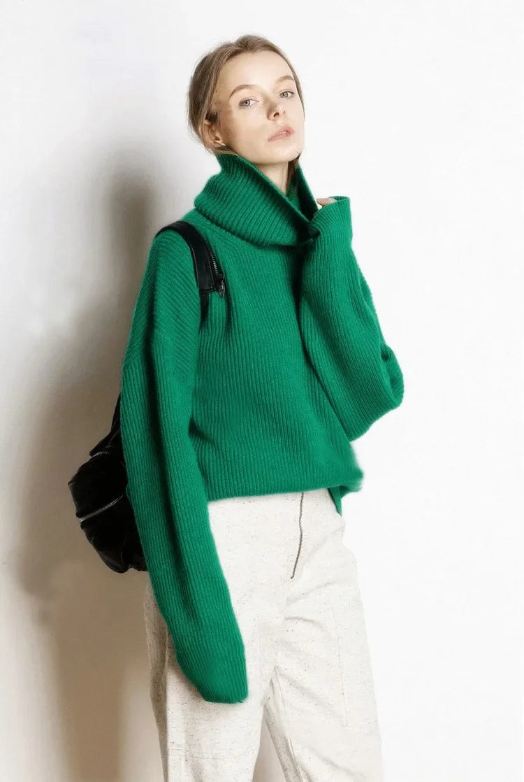 Women’s casual oversized knitted turtleneck sweater