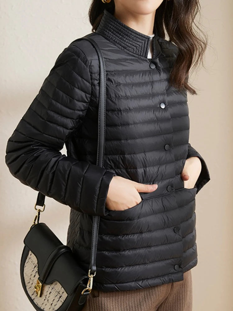 Women's lightweight autumn down puffer jacket short coat