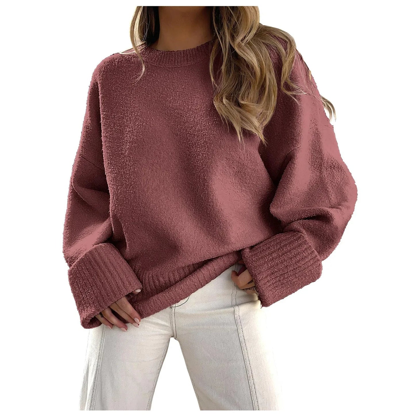 Oversized knit pullover for women
